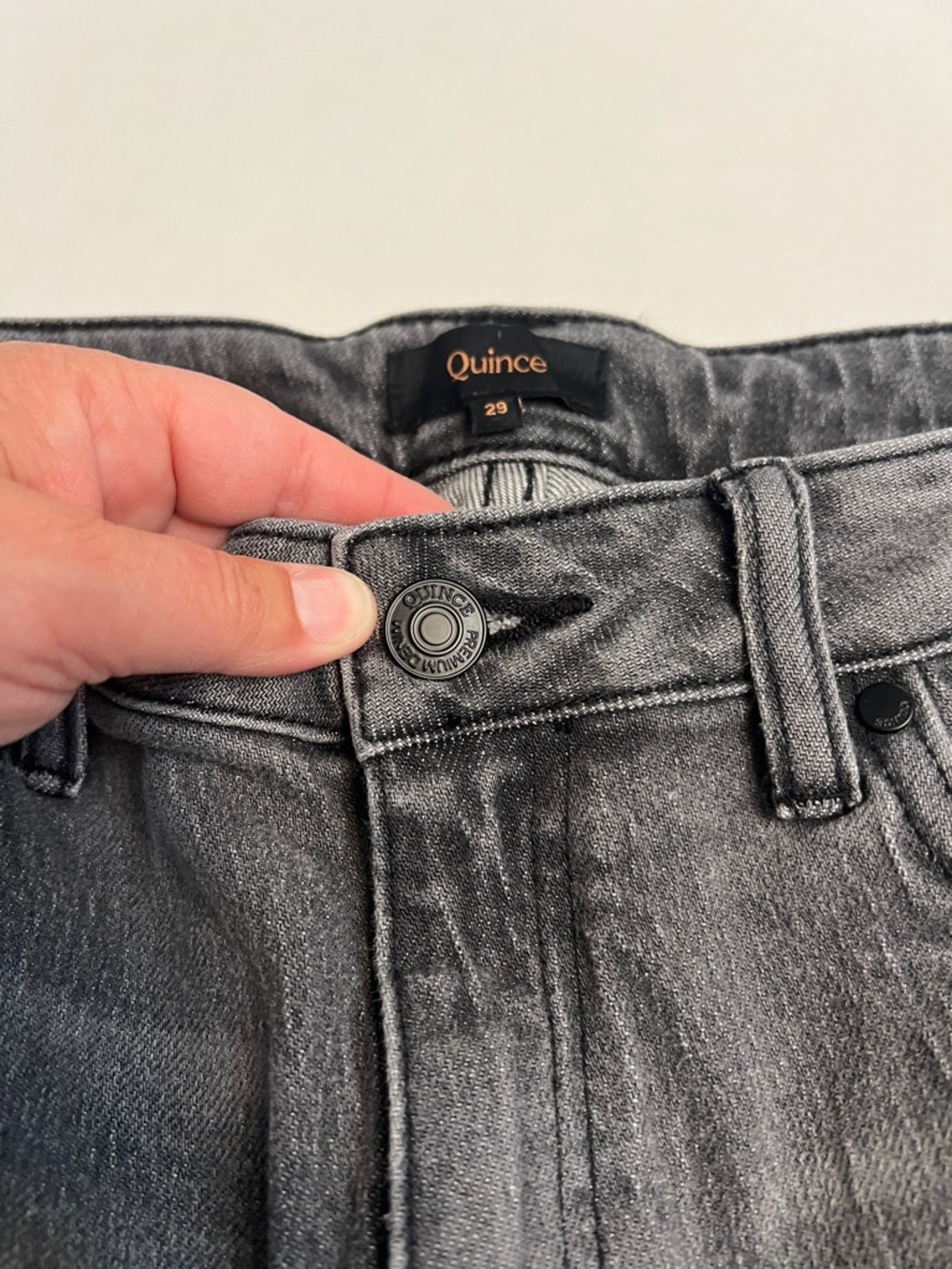 QUINCE ORGANIC COTTON BELLA STRETCH RELAXED STRAIGHT LEG JEANS GRAY SIZE 29 - Picture 8 of 15